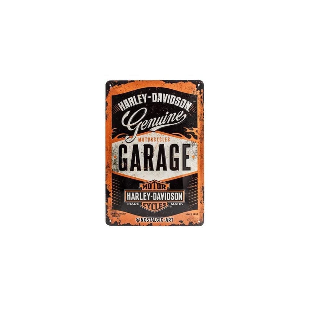 Nostalgic-Art Retro Tin Sign – Harley-Davidson Garage – Gift idea for motorcycle fans, Metal Plaque, Vintage design for wall decoration, 20 x 30 cm