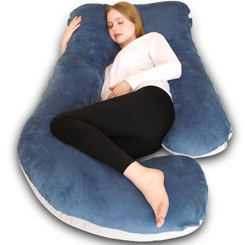 Chilling Home Pregnancy Pillows for Sleeping, U Shaped Body Pillow Pregnant Pillows for Sleeping Full Body Pillow, Pregnancy Must Haves Maternity Pillows 58inch Pregnancy Body Pillow with Velvet Cover