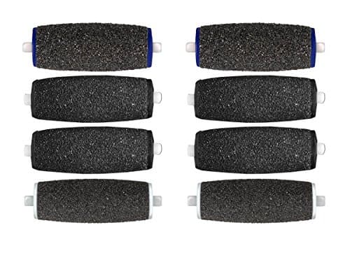 8-pack Mixed Pedi Refill Roller Heads Compatible with Amope Pedi Perfect Pedicure Foot File (2 Extra Coarse, 4 Regular Coarse, 2 Soft Touch)