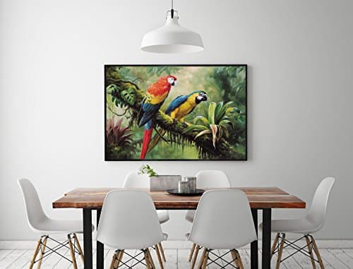 24"x36" Hd Canvas Print Home Decor Art Painting (No Frame), Parrot on The Branch, Rain Forest, Tree