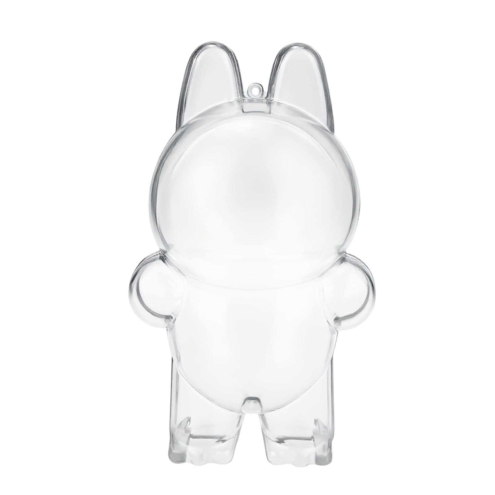 LABUBU The Monsters Macaron Protective Case - Acrylic Display Stand with Silicone Strap - White, Clear