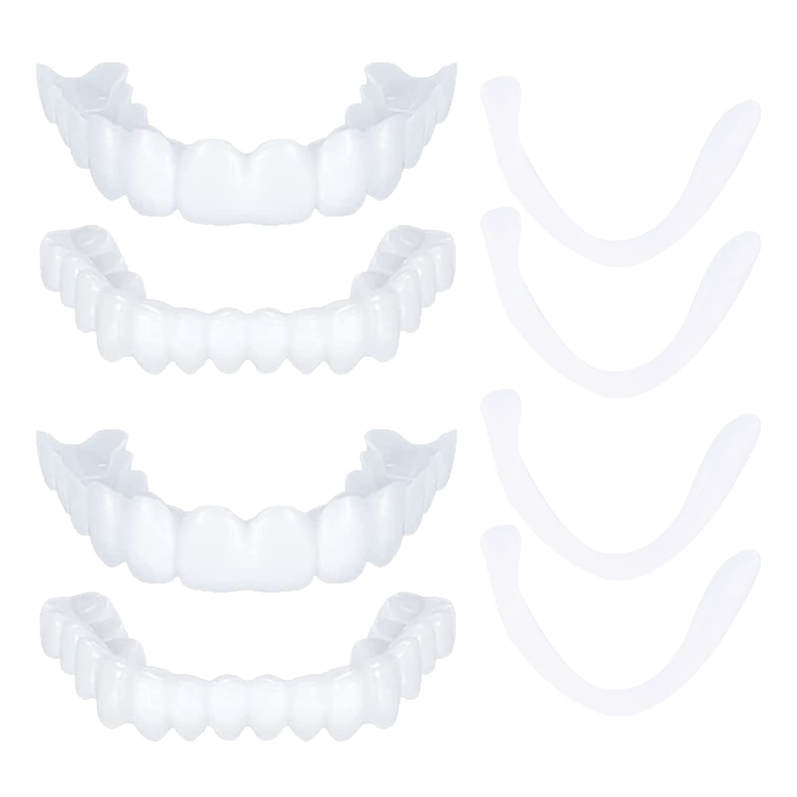 2 Pairs of Quick Veneer Dentures False Teeth Braces Whitening Cosmetic Mouthguard Snap On Smile Teeth Top and Bottom Clip Veneer Teeth Temporary Upper and Lower False Teeth