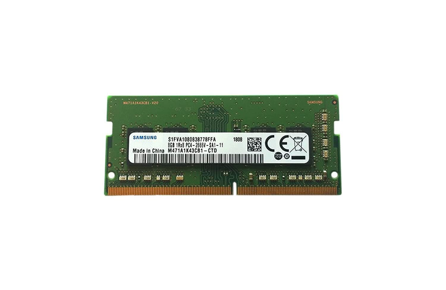 Samsung M471A1K43CB1-CTD 8GB DDR4 PC4-21300, 2666MHZ, 260 PIN SODIMM, 1.2V, CL 19 laptop ram memory module