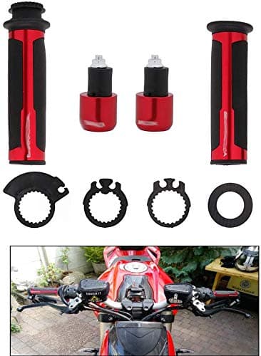 Handlebar Handle bars Grips Motorcycle with Bar Ends Caps Plugs Red Universal Aluminum Rubber 7/8" 22mm for Honda CRF CR XR CB CBR 85 110 125 150 230 250 400 600 650 Dirt Pit Bike Enduro