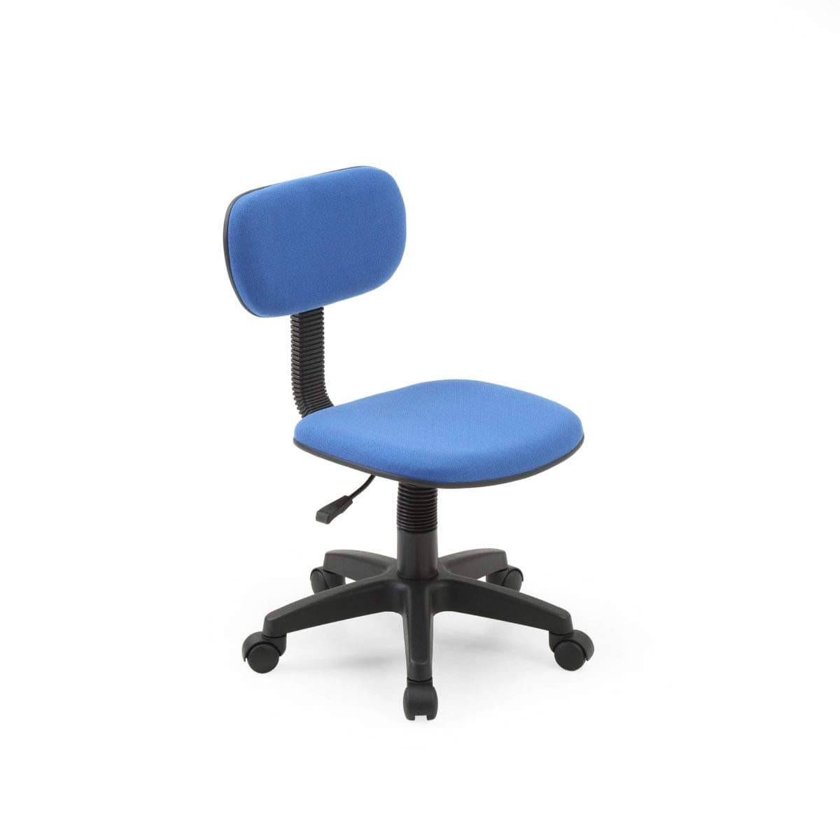 Hodedah Armless, Low-Back, Adjustable Height, Swiveling Task Chair with Padded Back and Seat, Plastic in Blue, Not for adult use