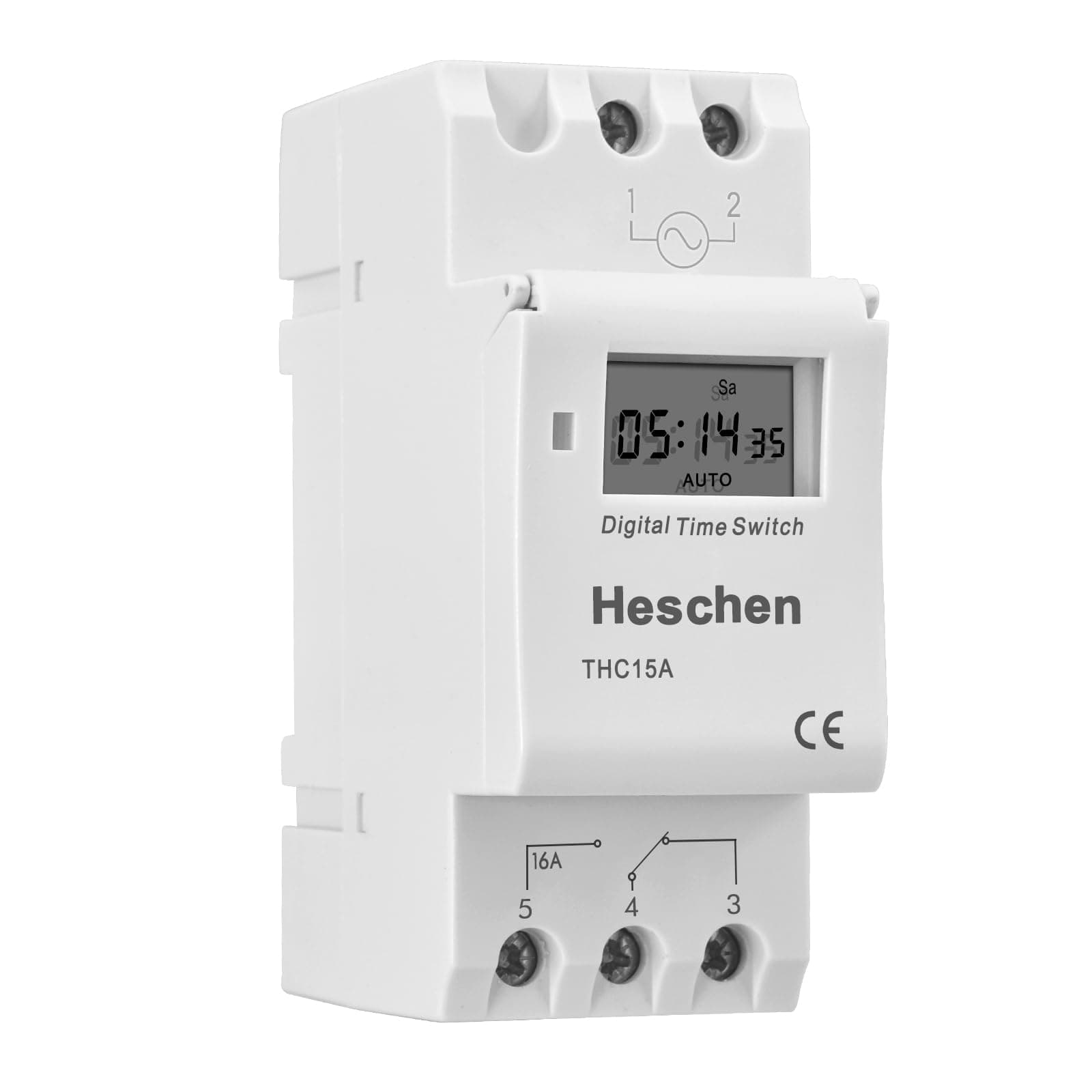 Heschen Digital LCD Power Supply Weekly Programmable Timer Relay Switch THC15A AC 220-240V 16 Amp SPST 35mm DIN Rail