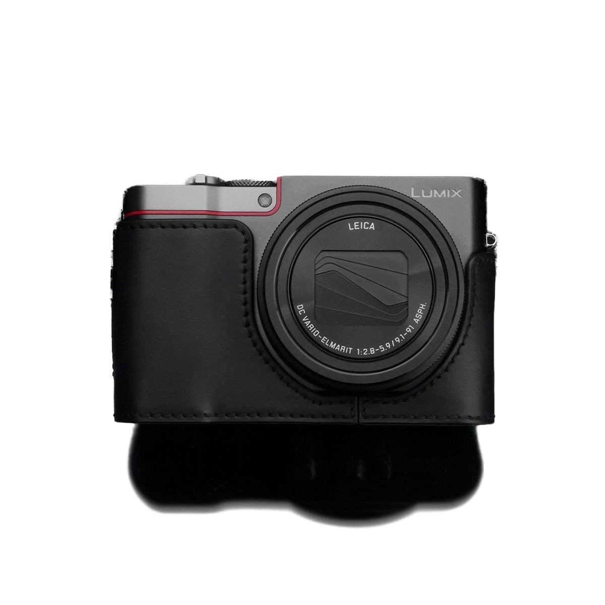 Gariz XS-CHZS110BK Genuine Leather Camera Metal Half Case for Panasonic Lumix TZ100 / ZS110 / XT1, Black