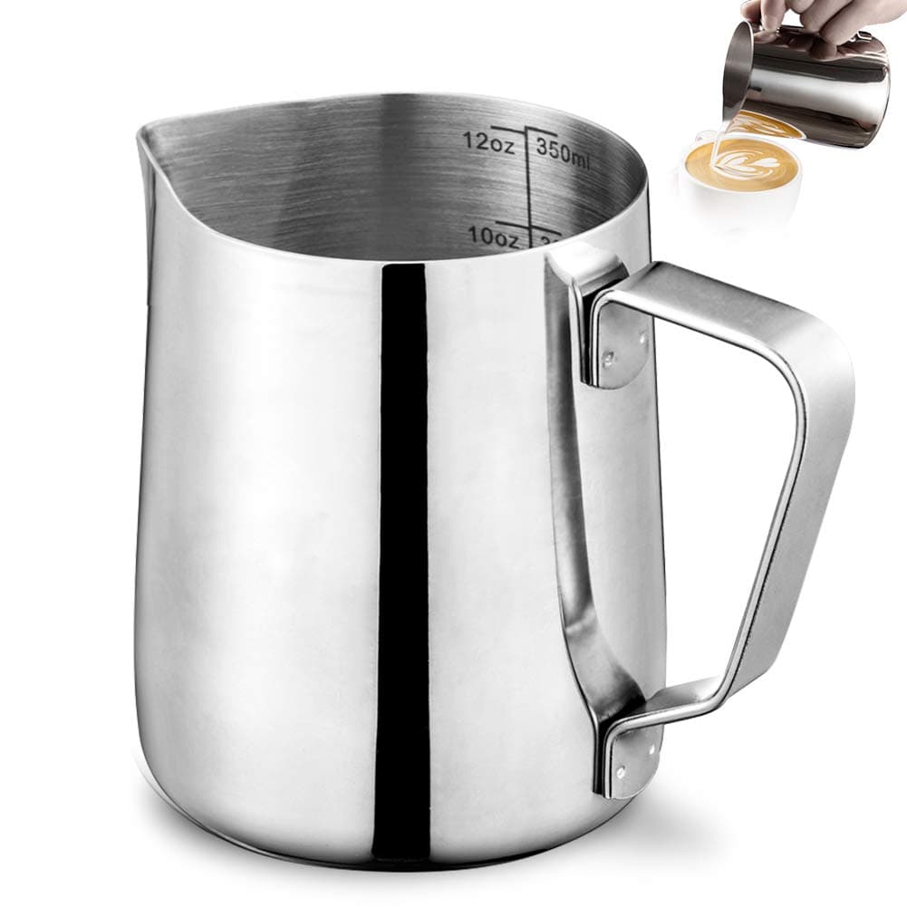 Milk Jug 350ml 12oz Espresso Milk Frothing Pitchers 304 Stainless Steel Barista Cup for Making Coffee Cappuccino
