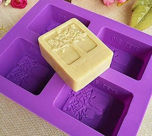 Styleys Silicone Soap Moulds for Soap Making, Loaf, Muffins, Cheesecakes (4 Square Tree Shape)