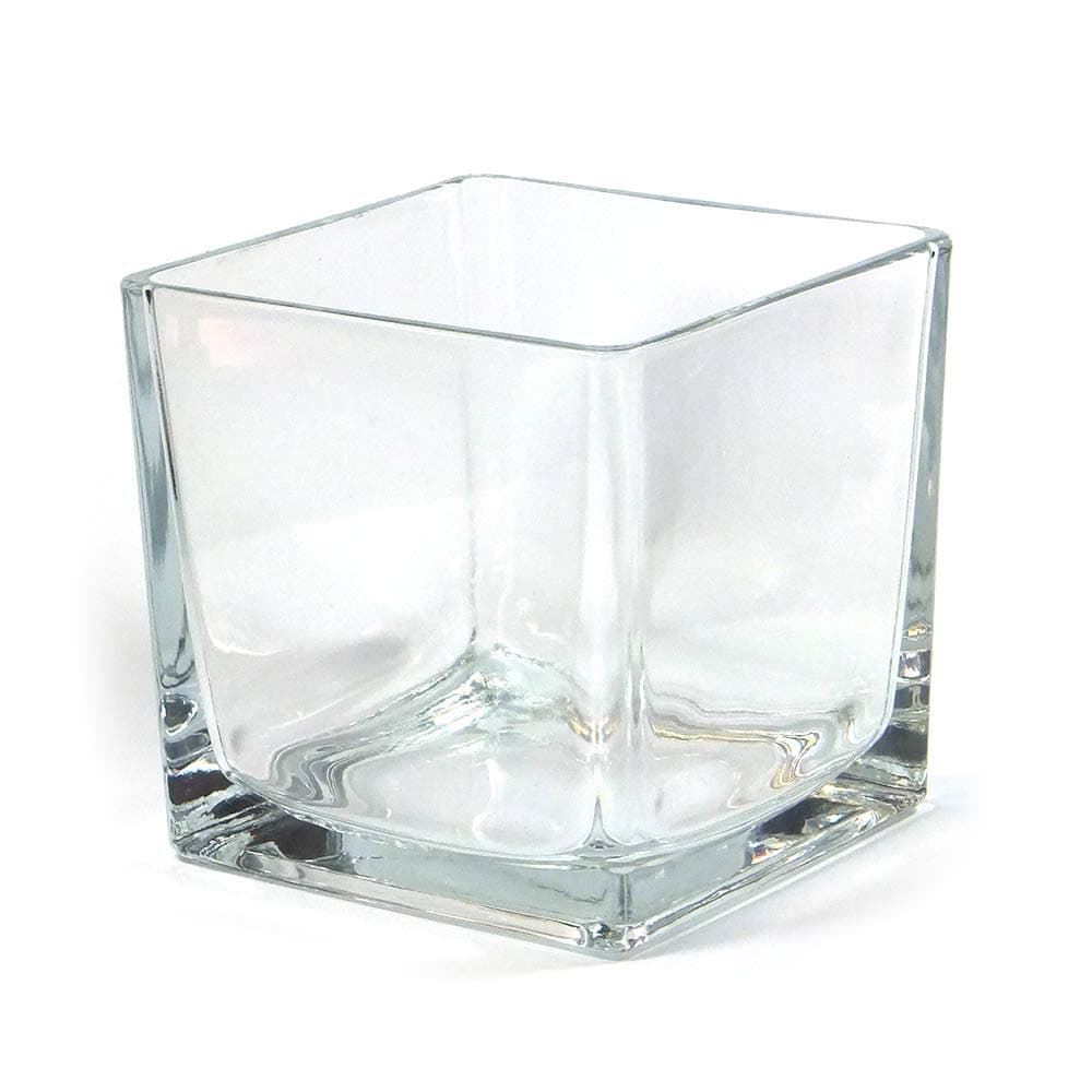 Vasefill 4-Pack Clear Square Glass Vase Tapered - Cube 6 Inch 6" X 6" X 6" - Six-inch Vases 6x6x6