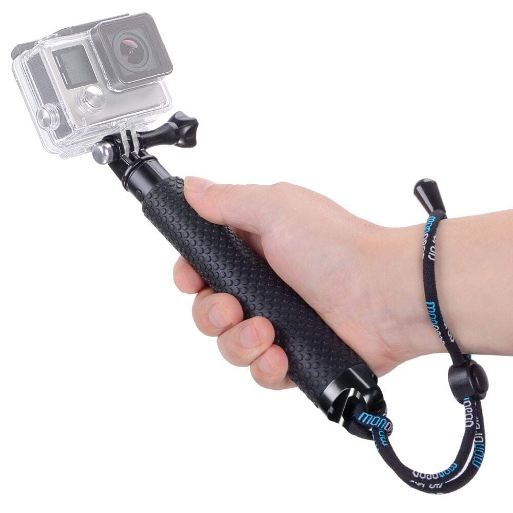 19'' Extension Selfie Stick, Portable Hand Grip Waterproof Handheld Monopod Adjustable Pole Compatible with GoPro Hero 12 11 10 9 8 7 6 5 AKASO SJCAM DJI OSMO and More Action Sports Cameras