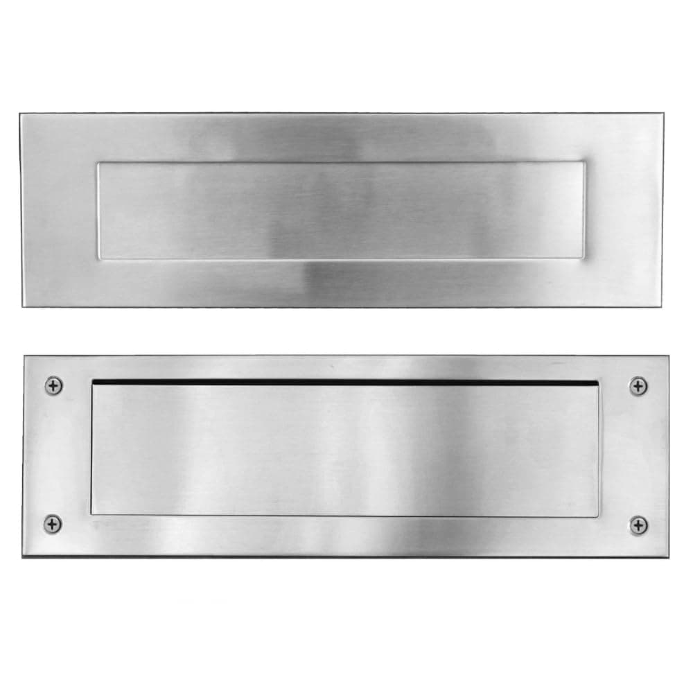 Stainless Steel Door Mail Slot (front & rear pieces) Letter Box Plate Compatible With Any Door Type 13 in. W x 4 in. H