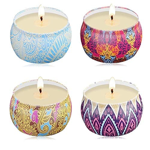 TTRWIN Scented Candles Gift Sets,Natural Soy Wax Candles, Portable Travel tin Perfect Female Aromatherapy Anniversary,4.4 Ounces Unit-4 Packs (JD-002)