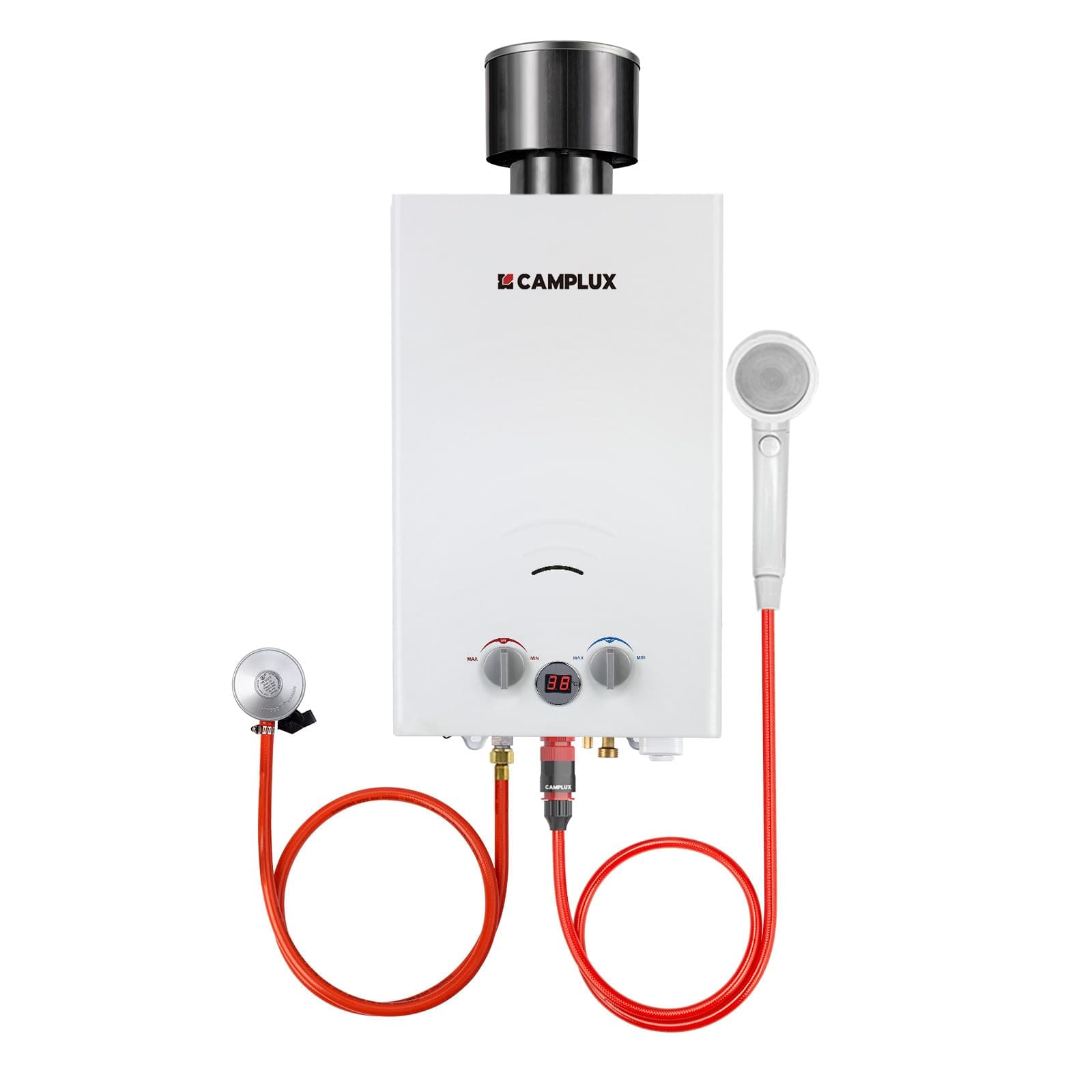 BW264C 10L Gas Water Heater with Rain Cover, CE Certified, Use for Camping, RV, Horse Washing