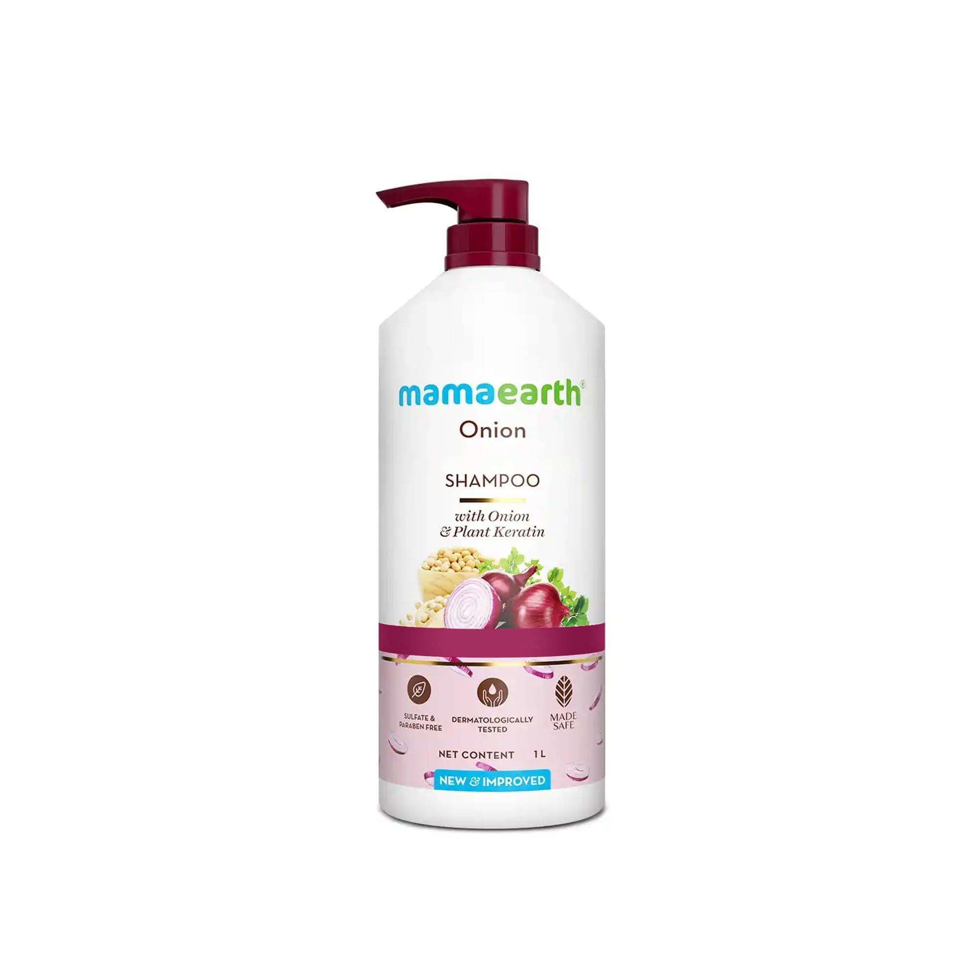 MAMAEARTH Onion Shampoo with Onion & Plant Keratin 33.81 Fl Oz (1L)