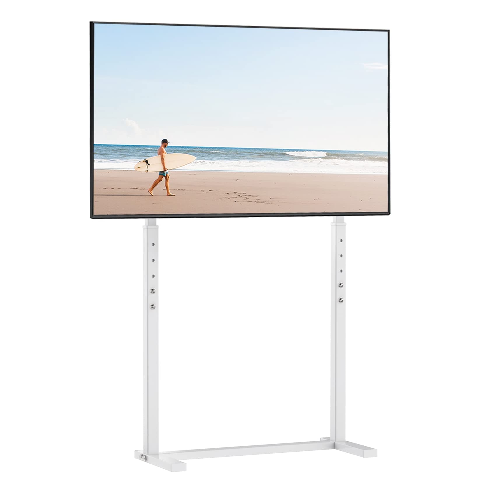 TV Floor Mount Stand: White TV Stand Floor for 32-85 Inch Qled TV Mount Stand Universal TV Stand Smart Television Floor Stand Display for led Oled Monitor Max VESA 800×600mm Holds up to 40 KG