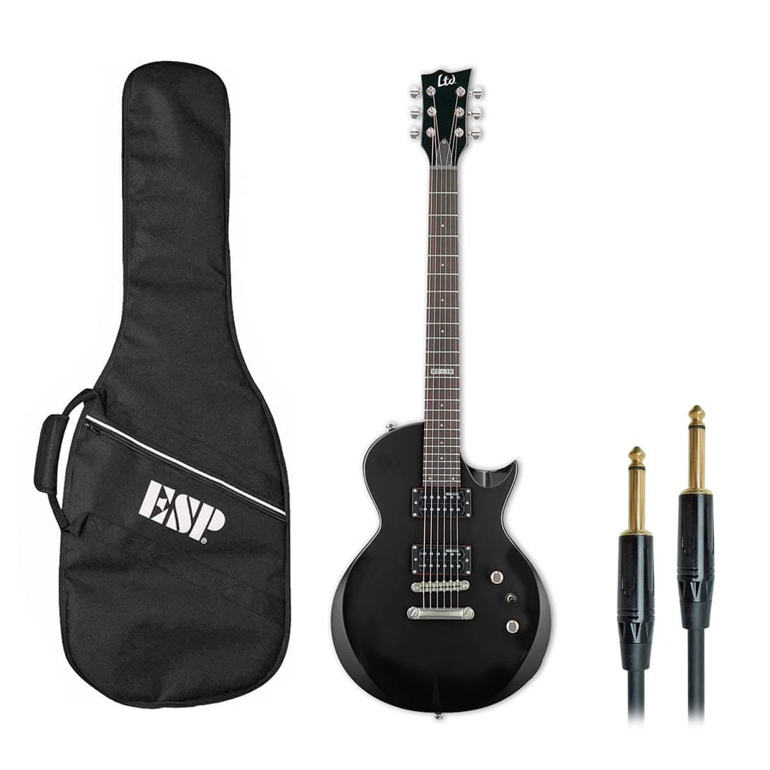 ESP LTD EC-10 Kit Electric Guitar Set with Case Black + keepdrum Jack Cable