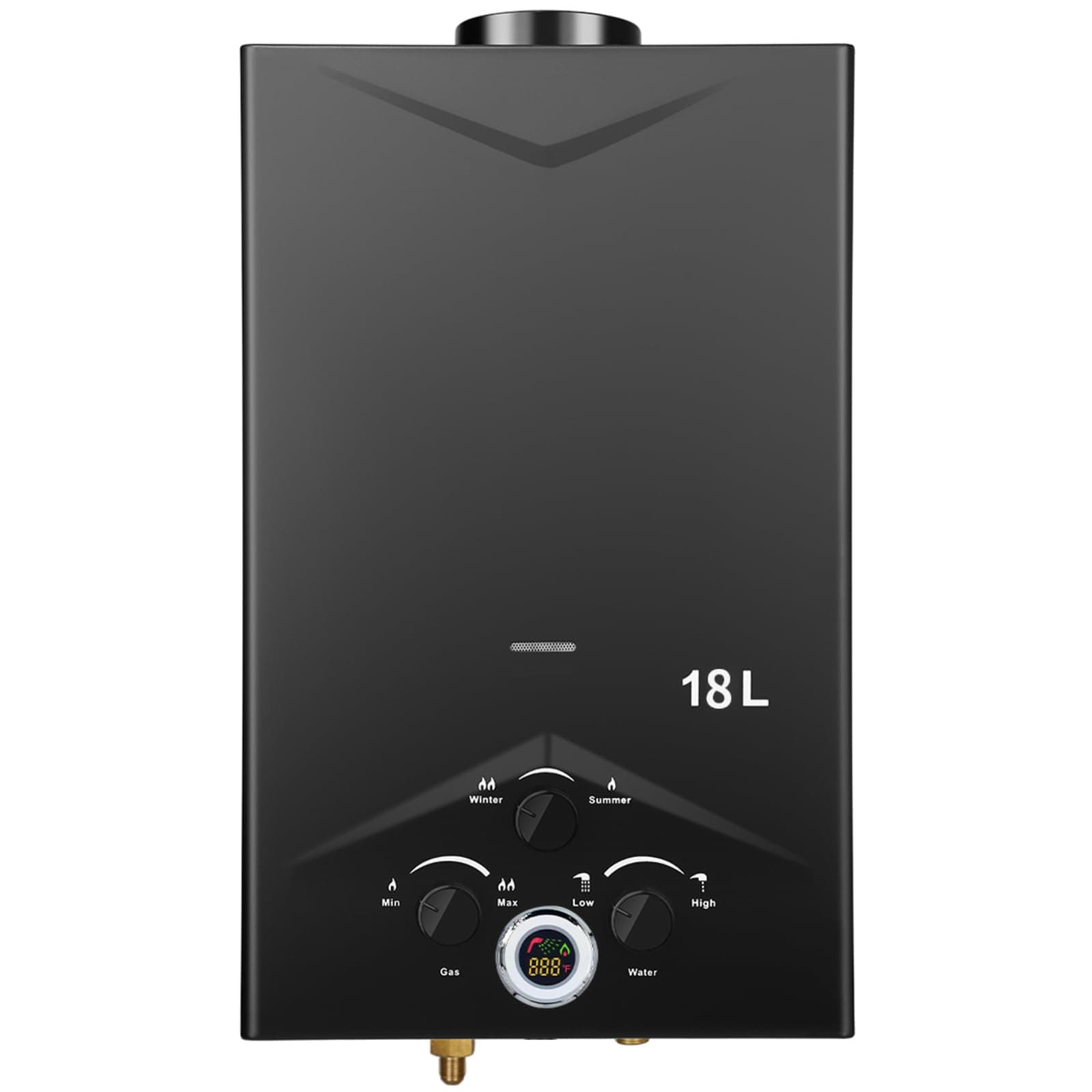 Gas Water Heater 18L Outdoor Instant LPG Water Heater, Tankless Propane Water Heater with Digital Display and Multi-Protection for Camping, Trips, RV, Pet Washing