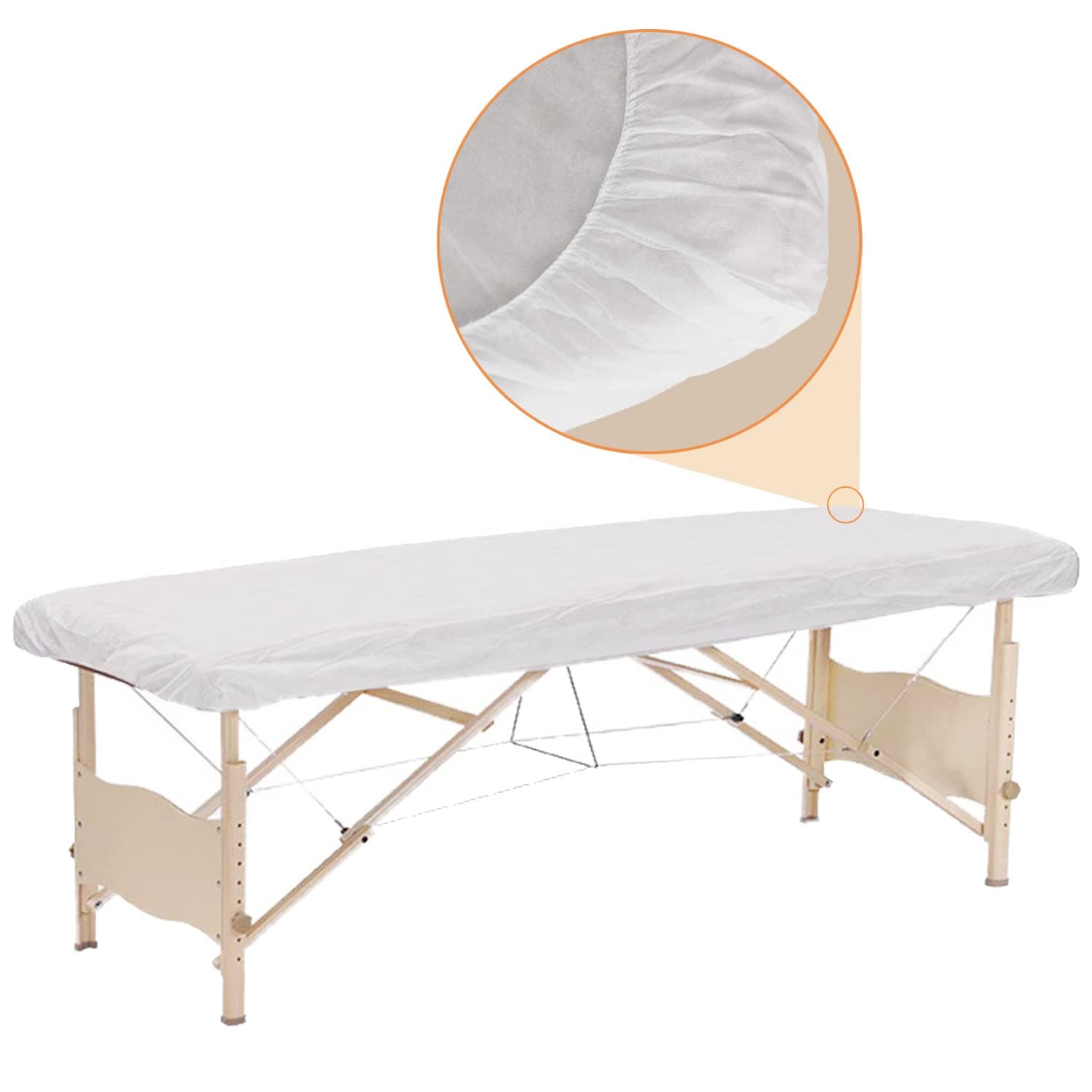 Disposable Fitted Massage Bed Sheet, Heavy Duty Elastic Disposable massage bed covers, Waterproof Bed Sheets for Spa 25 count 35 x 88 Inches White