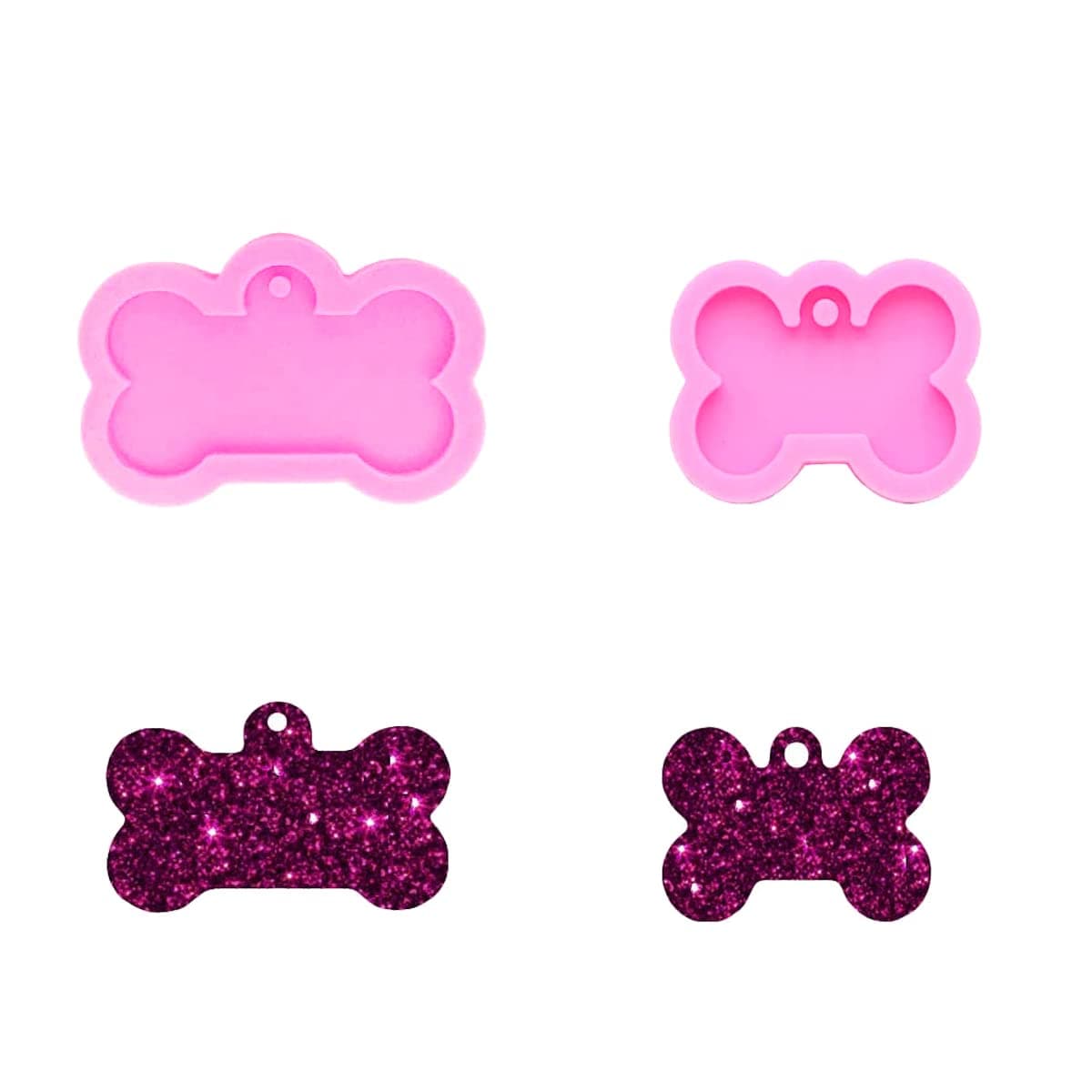 2pcs Creative Dog Bone Shaped Silicone Mold Key Chain Mould DIY Topper Decoration Non-stick Premium Cooker Accessories Baking Pan Ice Cream Tray for Homemade Chocolate Dessert Gummy Candy-Bone