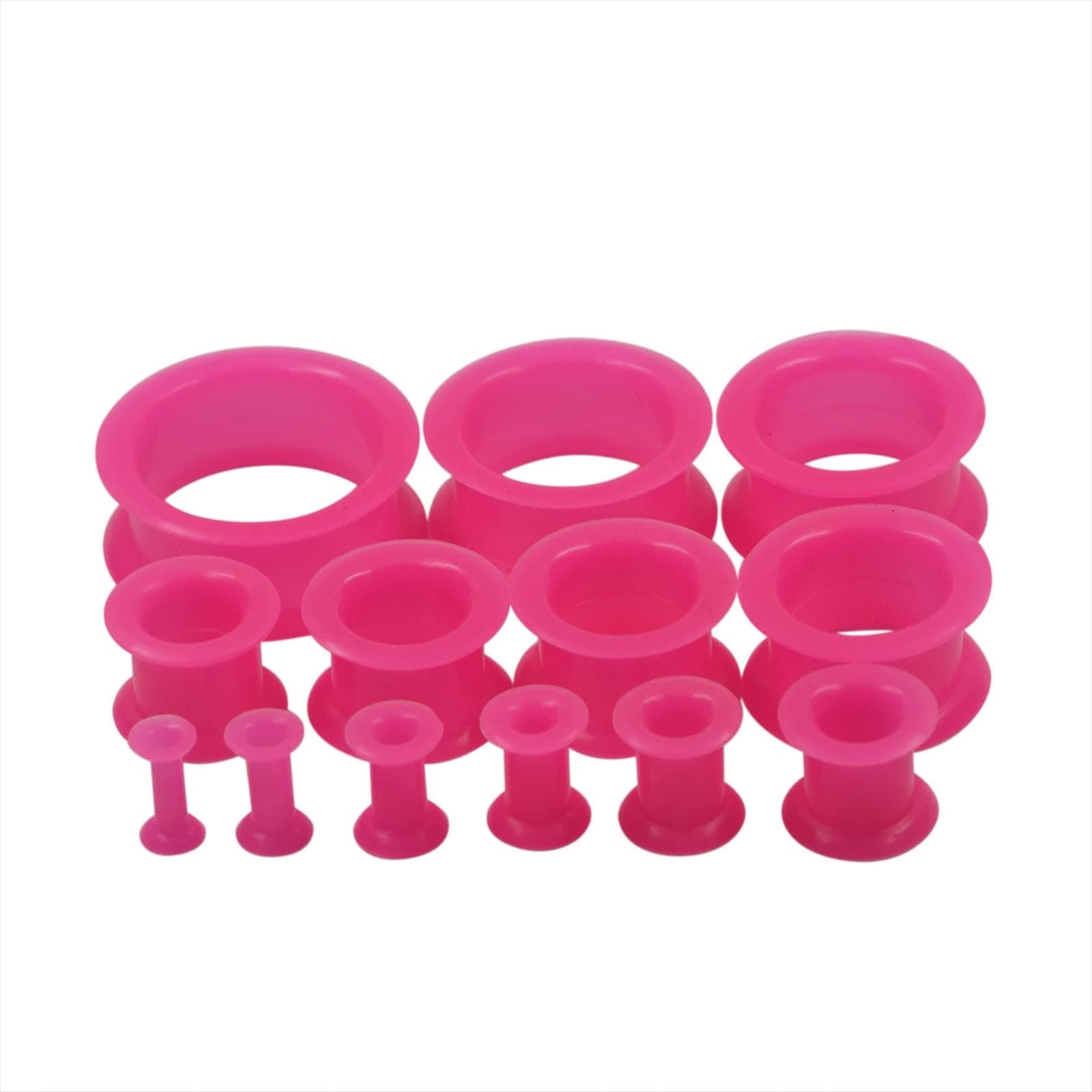 Qmcandy 26pcs 8G-1" Thin Thick Silicone Hollow Flexible Soft Ear Tunnels Kit Stretching Set