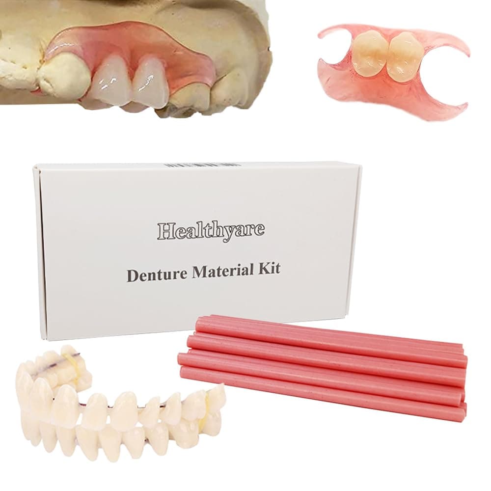Denture Material Kit for Repair Missing Teeth or DIY Full Denture Fake Teeth, Natural