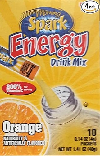 Morning Spark Energy Drink Mix, Orange 10 Packets per Box (Pack of 12)