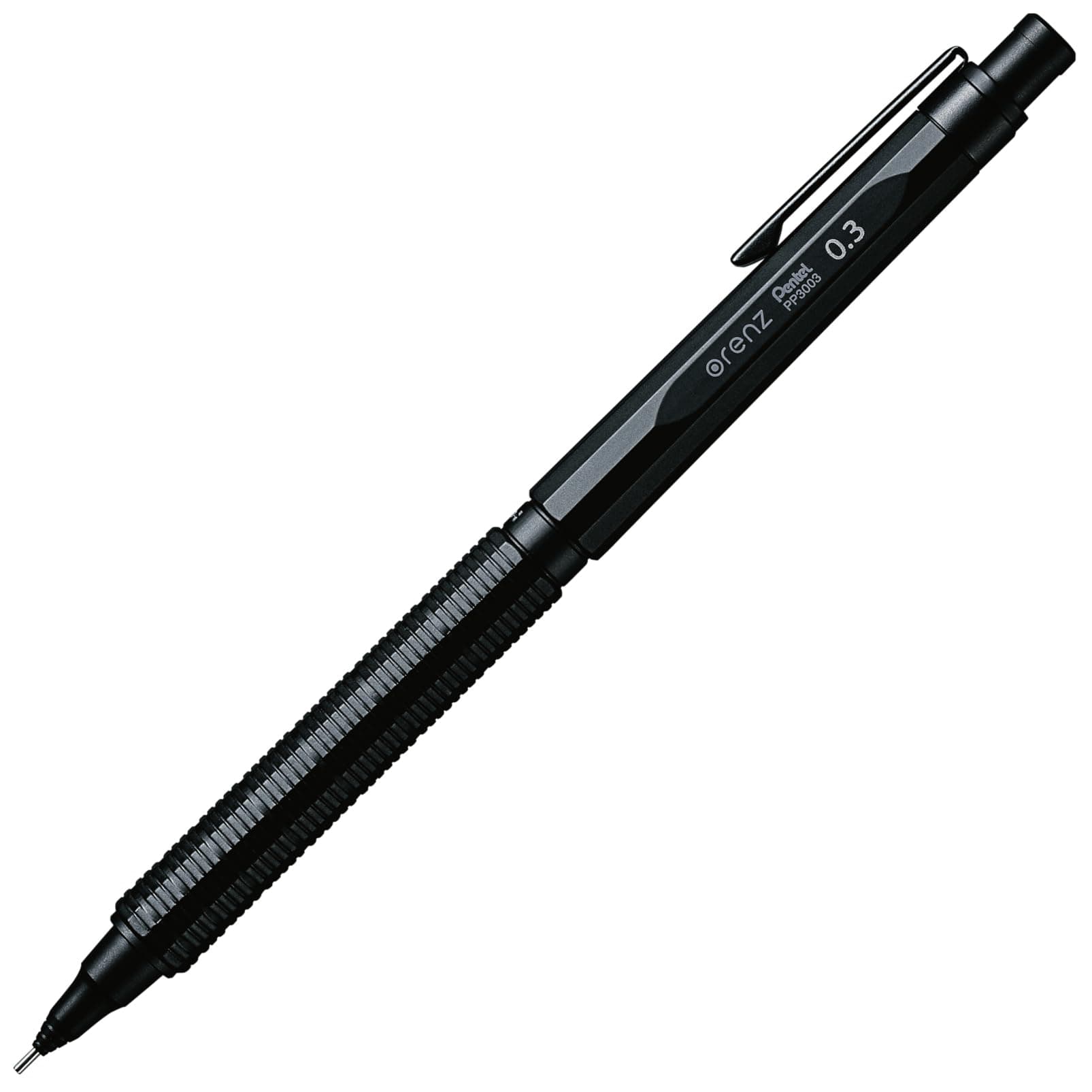 Pentel Orenz Nero 0.3 Mm Mechanical Pencil | Retractable Mechanism | Glossy Metallic Barrel With Silver Trim | Pack Of 1 | Black (PP3003A)