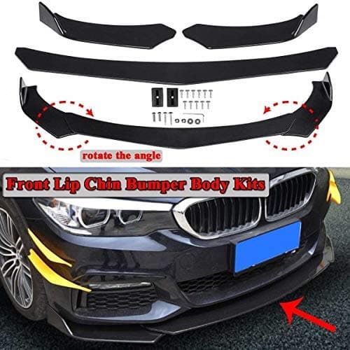 AUTO MT 3pcs ABS Car Front Bumper Splitter Diffuser Splitter Universal Durable Car Front Lip Chin Body Kit Bumper Lip Splitter Protection Spoiler (ABS 3PC Splitter Front).