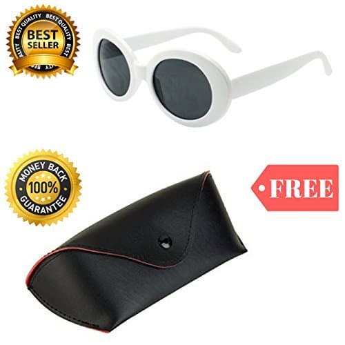 Clout Goggles Glasses White Oval Shaped FREE Case Cobain Sunglasses Sun Glasses
