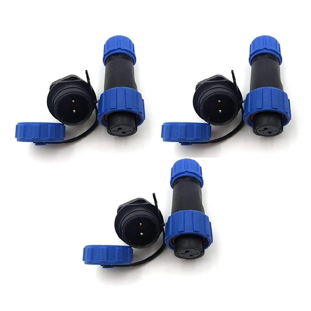 Uonecn 3 pcs SP13 IP68 Waterproof Connectors 2 Pin LED High Power 2 Pin Power Plug Connector Circular Kit Male Plug Female Socket