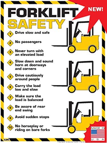 Forklift Safety Rules Poster (24" x 36") – OSHA Warehouse Safety Sign – 10 Essential Forklift Rules – Durable Wall Sign for Workplace, Warehouse, Distribution Center & Manufacturing Facility