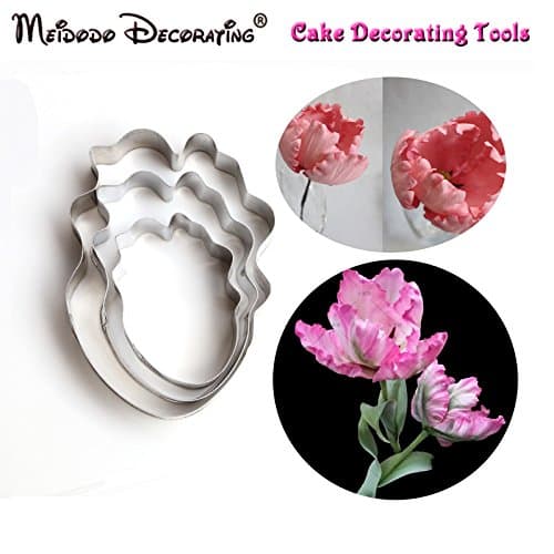 Carunke 3Pcs Parrot Tulip Petal Flower cutter, Cake Decorating Tools Fondant Mold/tools/cutter Sugar Craft Mold Iris Flower Petal Mould