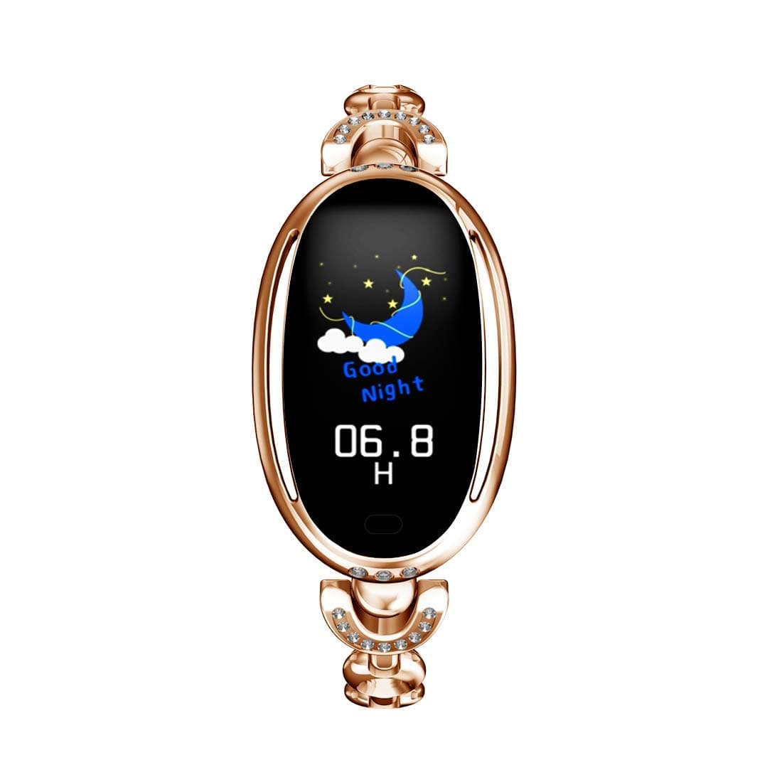 Fitness Tracker, Superior Heart Rate/Blood Pressure/Sleep Monitor, Anti-Scratch Smart Wristband for iOS Android Smartphones (E Gold)