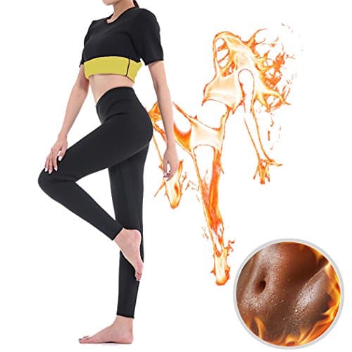 Women Hot Sweat Leggings Neoprene Pants, High Waist Sauna leggings for Weight Loss, BS007 (3XL, Black+Yellow)