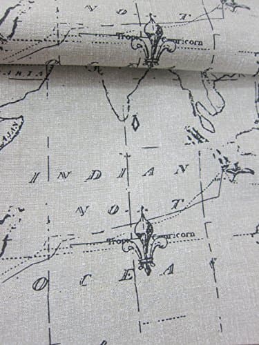 Spencer Home Decor Carte Window Curtains Panels 54-by-84-inch Set of 2 World Map Print Mapology Window Drapes Hidden Tabs Taupe Linen Beige Brown