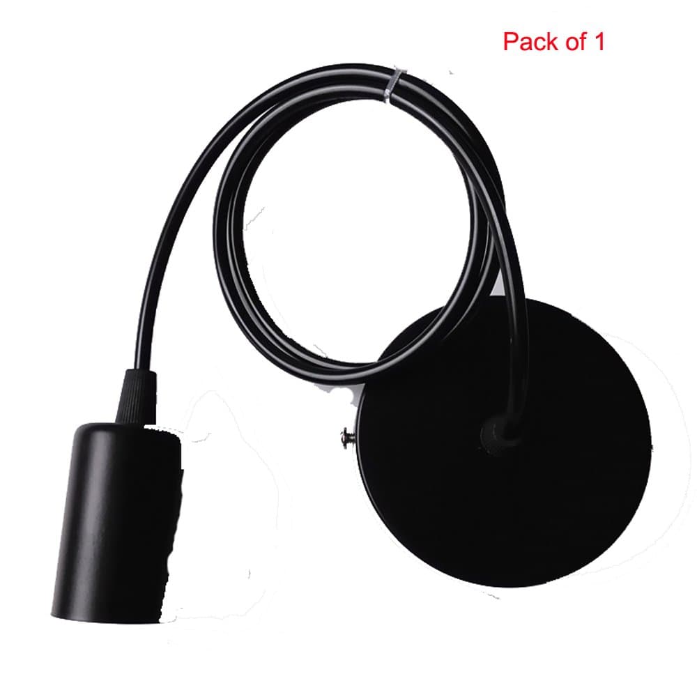 CHWSEA Black Ceiling Rose Pendant With Lamp Holder Fitting Accessories Kit Set For E27 Light Bulb Pack of 1