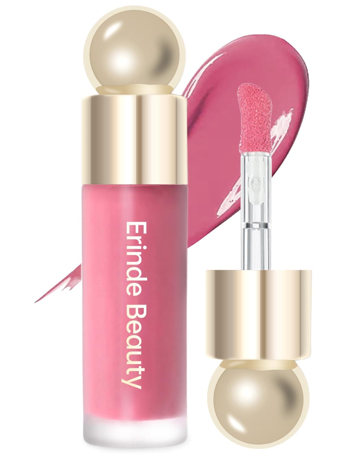 Soft Pinch Dewy Liquid Cream Blush, Velvet Silk Texture, Long-lasing, Buildable and Blendable, Moisturizing Face Blush Stick for Cheek, Liquid Blusher with Sponge 02# Pink