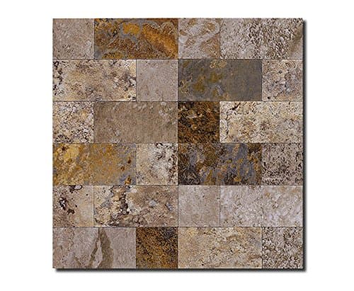 Top mosaic 6 X 6 Inches Sample Piece of PCV Rectangle Peel and Stick Backsplash Slate Tile