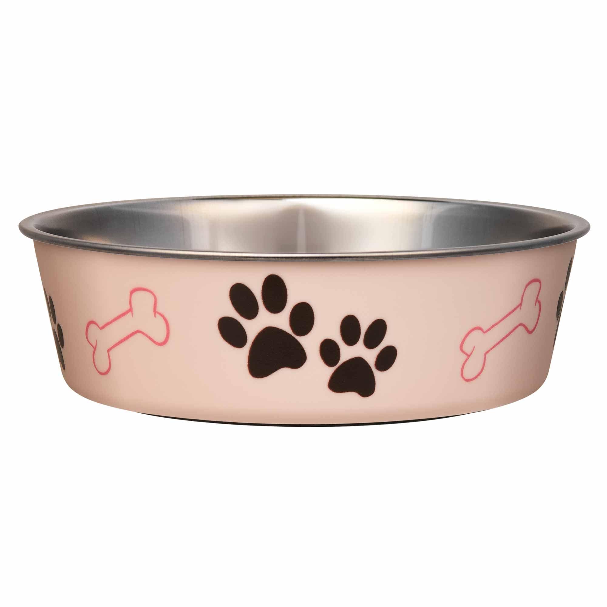 Stainless Steel Bella Dog Bowl Non-Slip Dishwasher Safe & Bacteria Resistant Metallic Pet Dish - Paparazzi Pink - Large (1.5 Litre)
