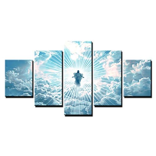 Haogang Art HD Modern Wall Art Canvas Poster Framework 5 Pieces Jesus Is Coming Paintings For Living Room Home Decor Prints Modular Pictures Wall Decor,40x60 40x80 40x100cm