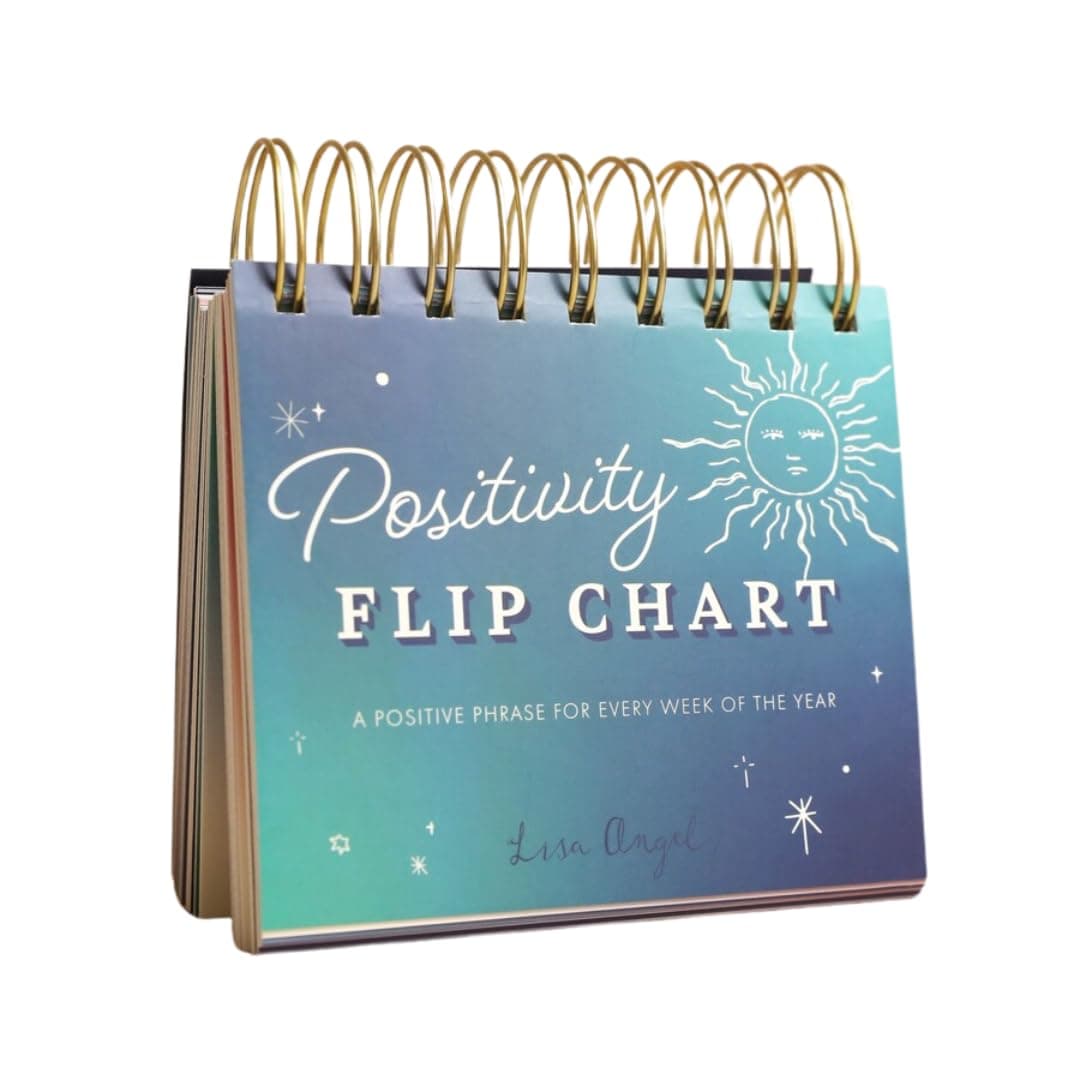 Lisa Angel Celestial Positivity Flip Chart Desk Pad | Optimistic Thinking and Self Empowerment for Every Week of The Year