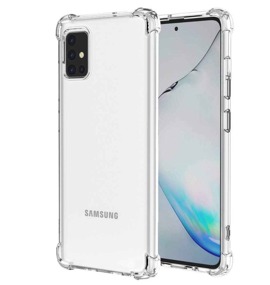 For Galaxy A51 Case, Shock-Resistant Flexible Tpu Gasbag Protection Rubber Soft Silicone Anti Dropping Phone Case Cover Samsung (Clear)