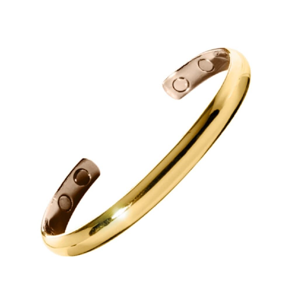 Magnohealth Gold Plated Copper Magnetic Bangle Bracelet – High Strength Neodymium Magnets – Three Size Options