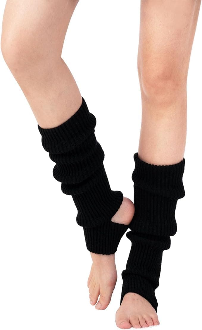 Fashion Yoga Socks for Women Girls Workout Socks Toeless Training Dance Leg Warmers (Black)