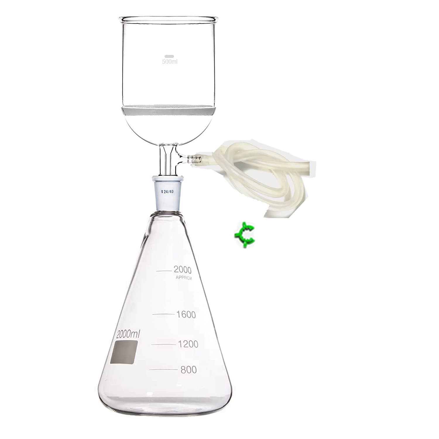 Dinglab,2000ml,24/40,Glass Suction Filtration Kit,500ml Buchner Funnel & 2L Erlenmeyer Flask