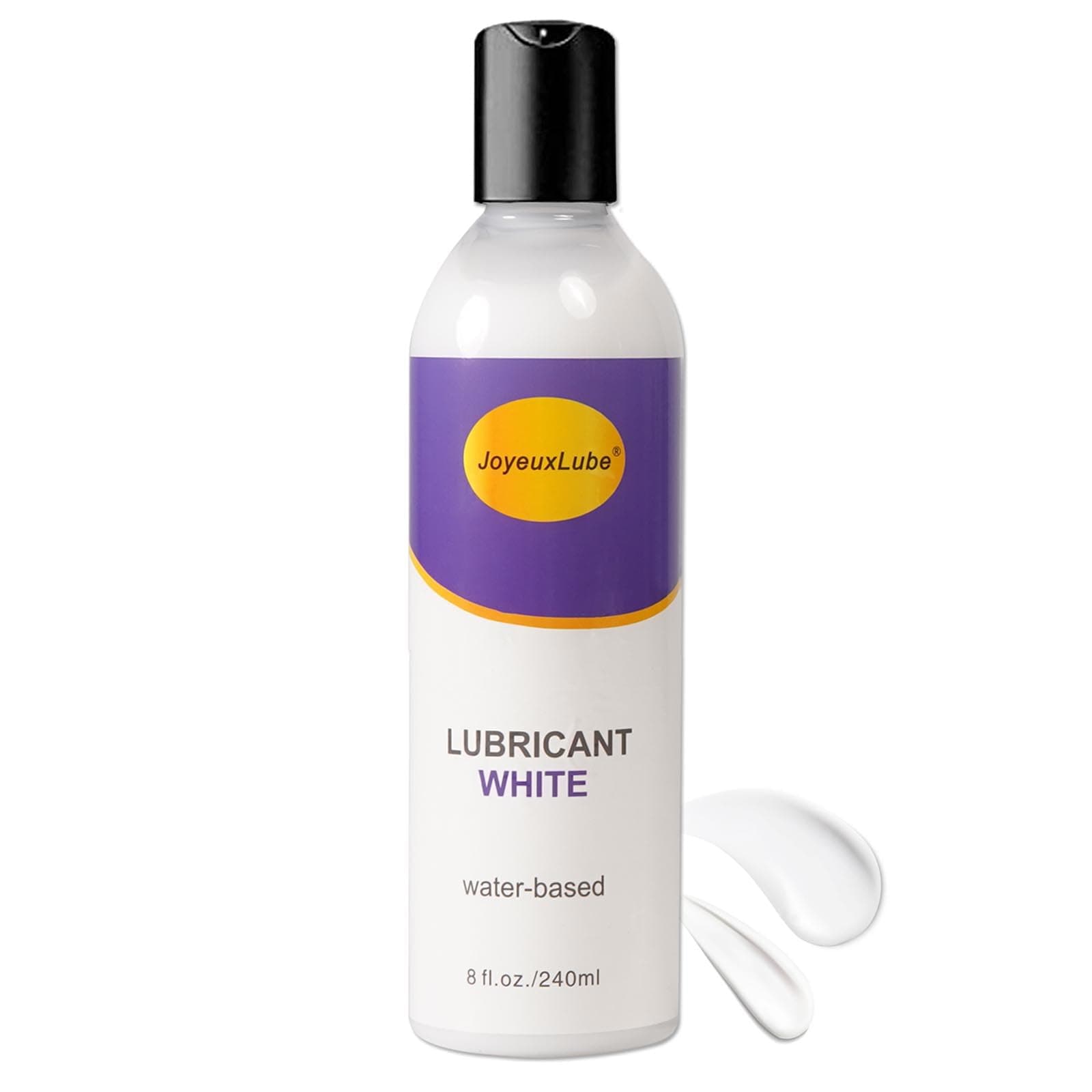 Water-Based White Lube 8 fl. oz/240ml Creamy Unscent Natural Gel Glide Lubricant Long Lasting Smooth Slippery for Men Women Couples with Discreet Package