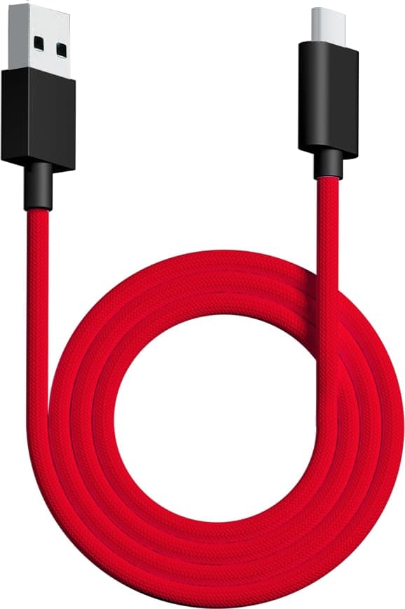 PWNAGE Ultra Custom Paracord Ultra Flexible USB C Cable for Gaming Keyboard, Mouse, Charging, Double-Sleeved Mechanical Keyboard Cable, 1.8M USB-A to USB-C (Red)