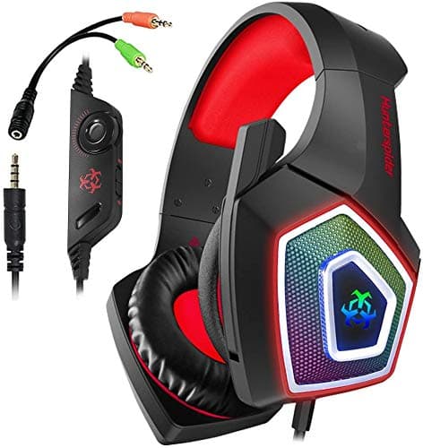 Xbox One Headset, PS4 Headset, Gaming Headset for PS4, PC Gaming Headset Surround Sound Wired Headset with Microphone, Headphone Gaming Compatible for PS4, Xbox One, PC, Laptop, Tablet(Black&Red)