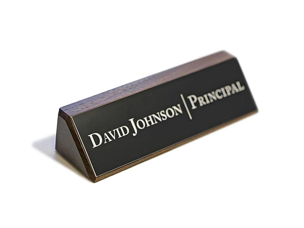 Personalized Wood Desk Name Plate - The Governor Sign (2" x 10")